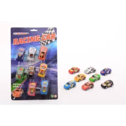 Johntoy Action Racing Pull Back Auto's Op Kaart - 8 Stuks